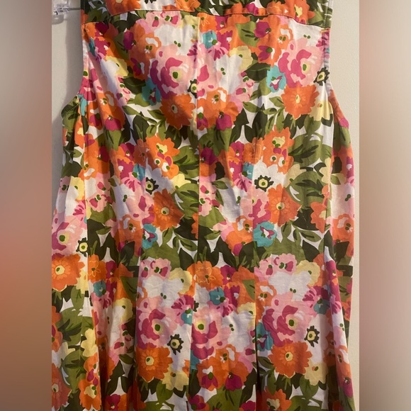 Talbots Petite Sleeveless Floral Print Collar Button Front Closure Dress Size 8P - Picture 10 of 12